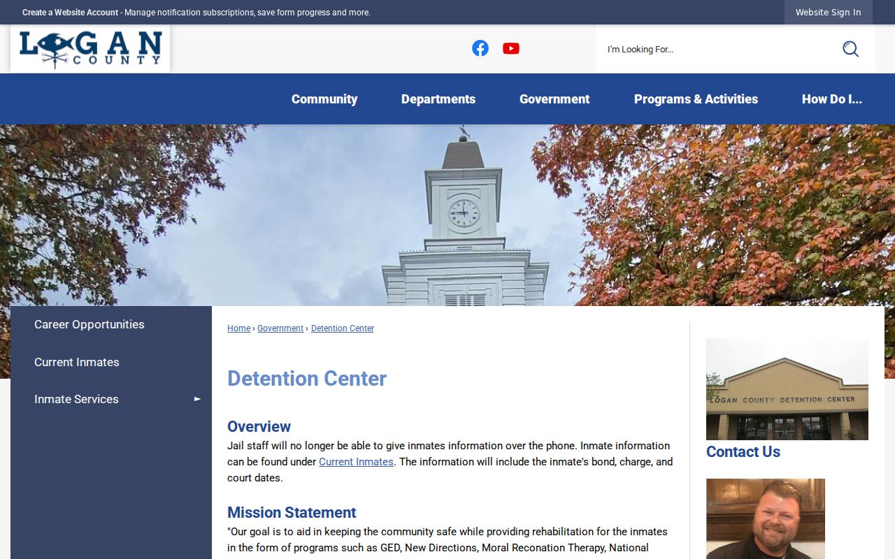Logan County arrest records source at the detention center