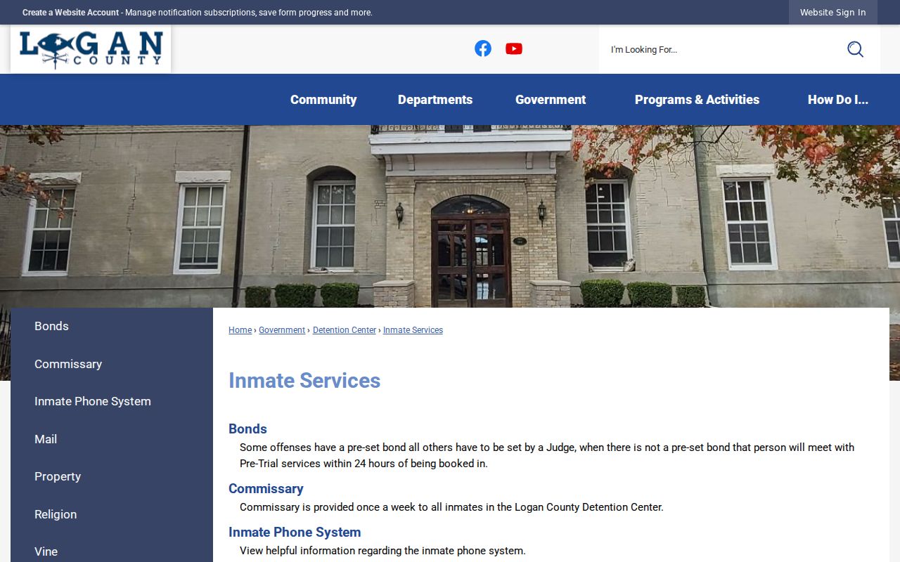 Logan County arrest booking services and VINE information