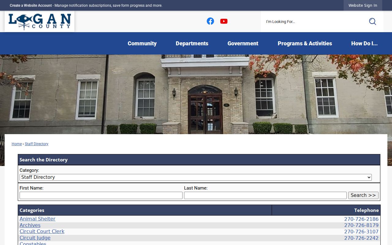 Logan County criminal history agency directory