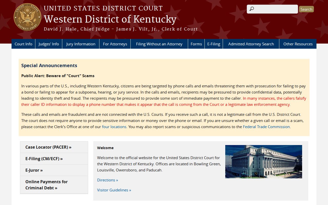 Federal criminal court case source serving Logan County Kentucky