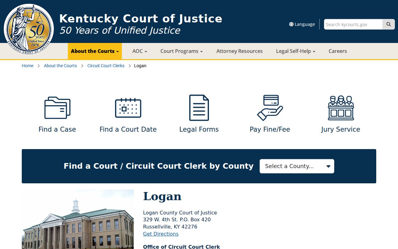 Logan County criminal court case access at the Court of Justice